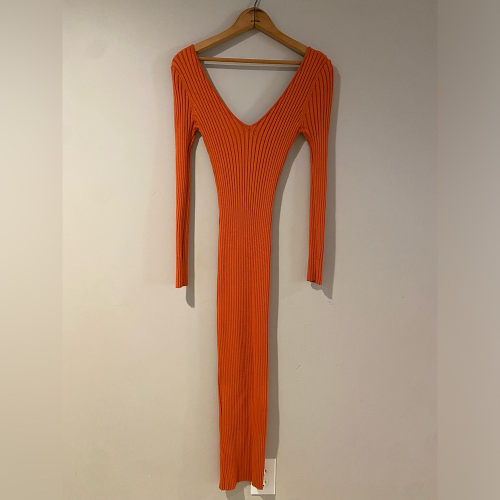 Sexy Fashion Nova Vibrant Orange Long Sleeve Dress